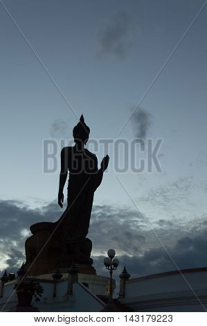 Buddha image in walking posture at Buddhamonthon (Phutthamonthon), Buddhist Park in Nakhon Pathom, Thailand