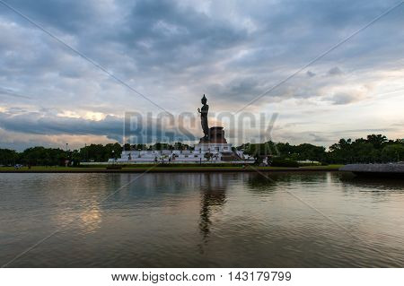 Walking Buddha Statue At Buddhamonthon (phutthamonthon), Buddhist Park In Nakhon Pathom, Thailand, I