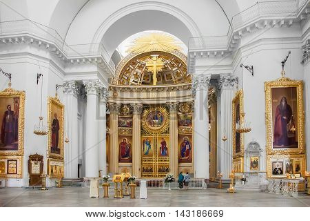 SAINT PETERSBURG, RUSSIA - AUGUST 10, 2016: Interior of Trinity (Troitsky) Cathedral, built 1828 - 1835, design by Stasov