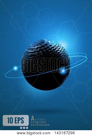 Abstract sphere with technology conceptual on blue background