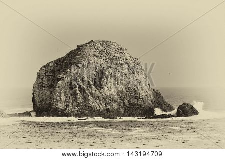 The rock of Peñablanca, located near Algarrobo, Chile