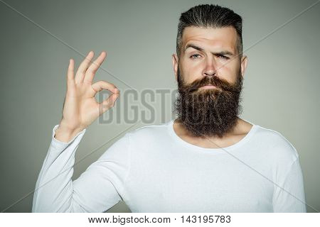 Bearded Man With Okey Gesture