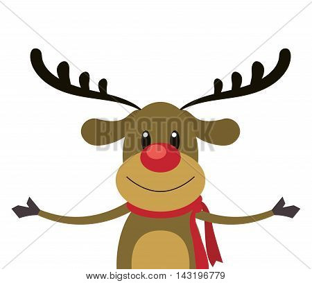 reindeer deer cartoon merry chistmas celebration icon. Flat and Isolated illustration. Vector illustration