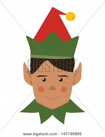 elf cartoon merry chistmas celebration icon. Flat and Isolated illustration. Vector illustration