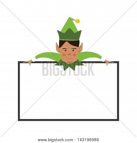 elf board cartoon merry chistmas celebration icon. Flat and Isolated illustration. Vector illustration