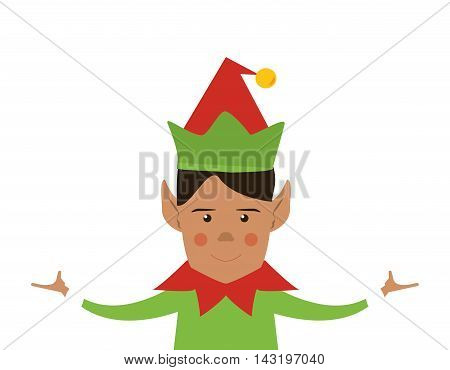 elf cartoon merry chistmas celebration icon. Flat and Isolated illustration. Vector illustration