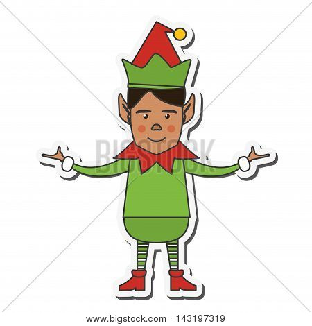 elf cartoon merry chistmas celebration icon. Flat and Isolated illustration. Vector illustration