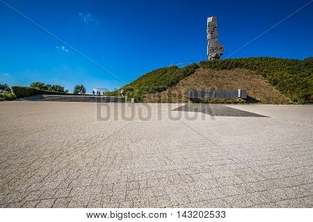 GdanskPoland-September 192015:Westerplatte. Monument commemorating first battle of Second World War and Polish Defense in 1939