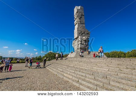 GdanskPoland-September 192015:Westerplatte. Monument commemorating first battle of Second World War and Polish Defense in 1939