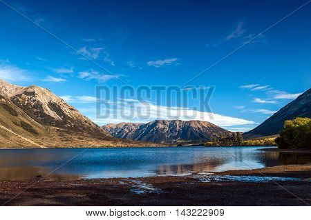Lake Pearson / Moana Rua Wildlife Refuge Located In Craigieburn Forest Park In Canterbury Region, So