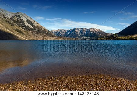 Lake Pearson / Moana Rua Wildlife Refuge Located In Craigieburn Forest Park In Canterbury Region, So
