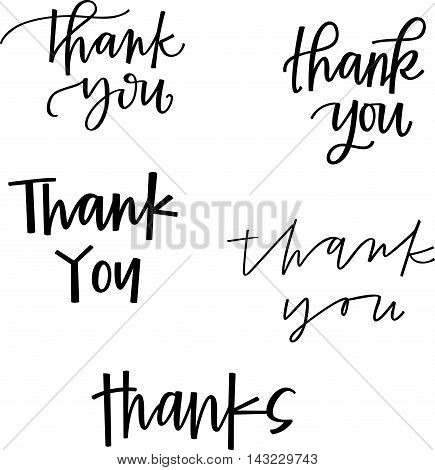 Vector Set of hand lettered thank yous