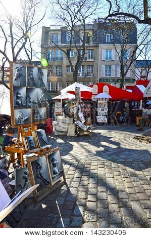 Paris, France - April 20, 2015: Place Du Tertre In Montmartre