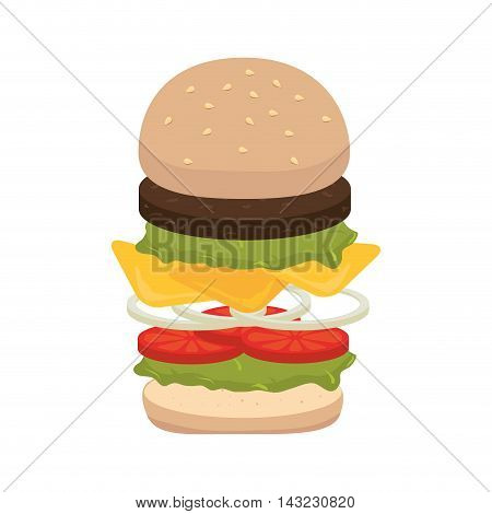 hamburguer fast food american burger deliveryfood tasty vector illustration