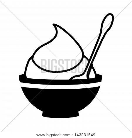 mustard sauce flavor food ingredient tasty bowl spoon product vector illustration