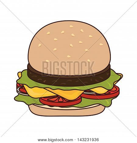 hamburguer fast food american burger deliveryfood tasty vector illustration