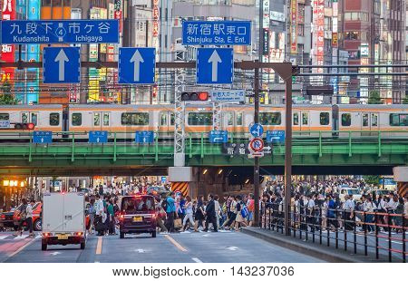 Tokyo- JUNE 10 : Tokyo Shinjuku is one of Tokyo's business districts with many international corporate headquarters located here. It is also a famous entertainment area , JUNE 10, 2015 in Tokyo Japan