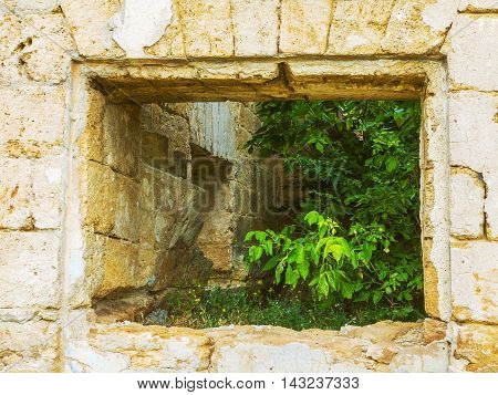 The Ruins Of An Ancient House In Odessa, Ukraine. Historic Building Destroyed By Vandals Of The Prol