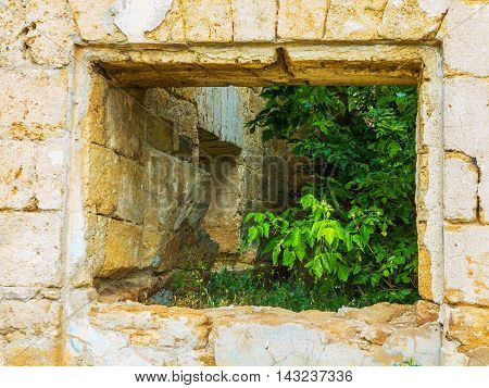 The Ruins Of An Ancient House In Odessa, Ukraine. Historic Building Destroyed By Vandals Of The Prol