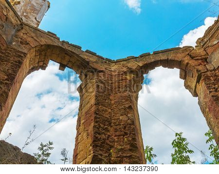 The Ruins Of An Ancient House In Odessa, Ukraine. Historic Building Destroyed By Vandals Of The Prol