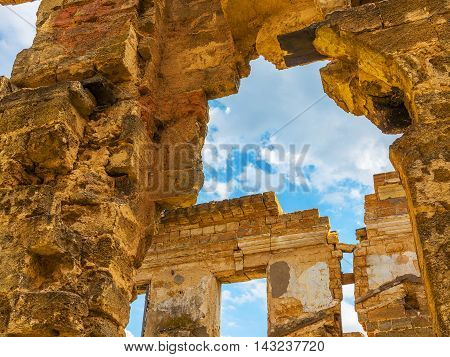 The Ruins Of An Ancient House In Odessa, Ukraine. Historic Building Destroyed By Vandals Of The Prol
