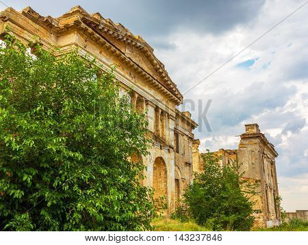 The Ruins Of An Ancient House In Odessa, Ukraine. Historic Building Destroyed By Vandals Of The Prol