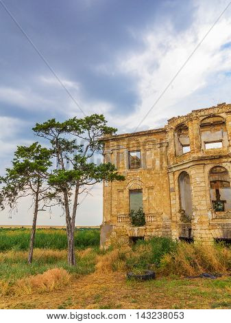 The Ruins Of An Ancient House In Odessa, Ukraine. Historic Building Destroyed By Vandals Of The Prol