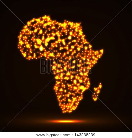 Abstract map of Africa with glowing particles