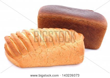Baton Of Wheat And Rye Bread On White Background