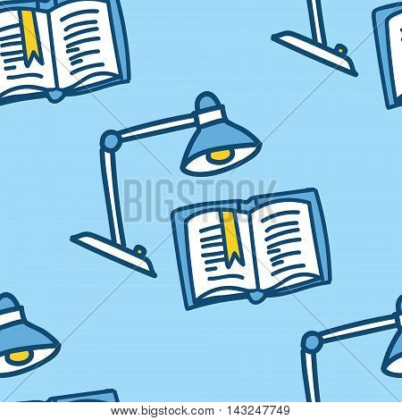 Seamless book pattern Background wallpaper blue white study