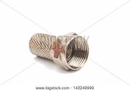 gilded television connectors on a white background