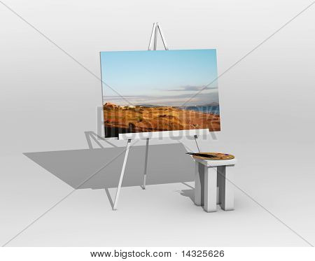 在画架上绘画