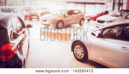 View of row new car at new car showroom