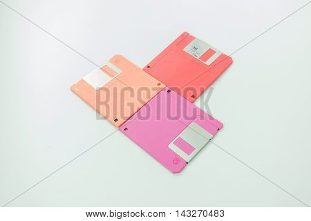 color floppy disk on the white background