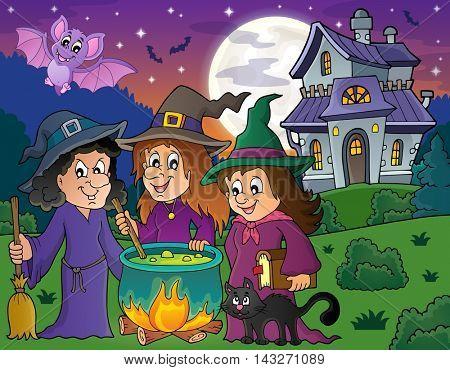 Three witches theme image 4 - eps10 vector illustration.