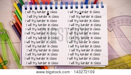 Punishment lines against students desk