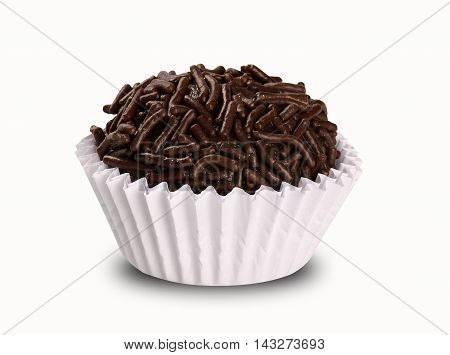 Brigadeiro a brazilian sweet a white background.