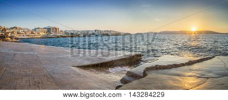 Malta - Panoramic view of Bugibba at sunset