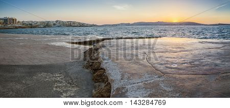 Malta - Panoramic view of Bugibba at sunset