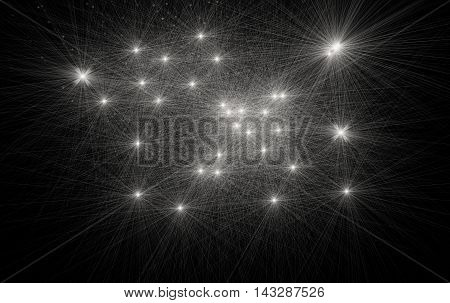 Digital lens flare in black background horizontal frame warm and abstract background