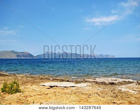 Bay of Pollenca - somewhere between Pollenca and Alcudia view towards Cap de Formentor north of Majorca