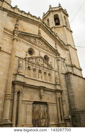 Church and Belltower Cretas in Teruel, Aragon, Spain.
