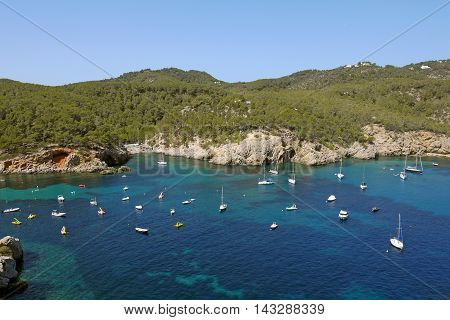 Beautiful view of Port of San Miguel, Ibiza. SPAIN.