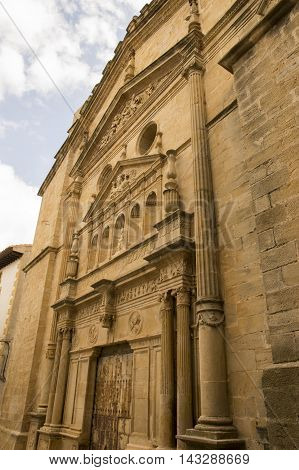 Church facade Cretas in Teruel, Aragon, Spain.