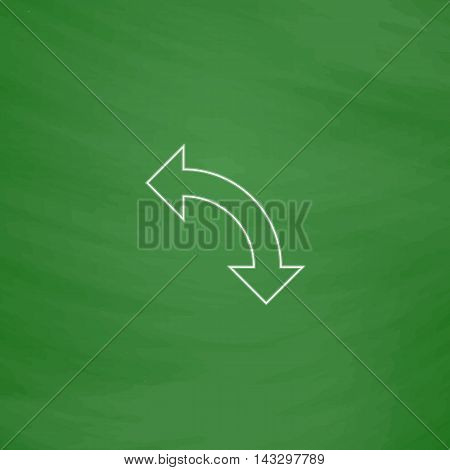 U-Turn Outline vector icon. Imitation draw with white chalk on green chalkboard. Flat Pictogram and School board background. Illustration symbol