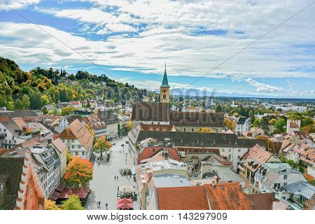 Town in southern of Germany. Town of towers called Ravensburg.