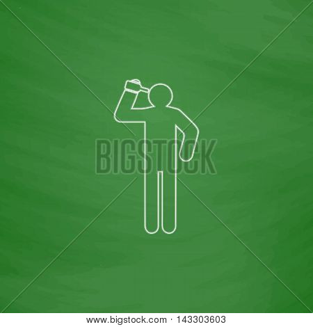 drunkard Outline vector icon. Imitation draw with white chalk on green chalkboard. Flat Pictogram and School board background. Illustration symbol