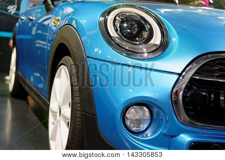 MUNICH GERMANY - 4 AUGUST 2015: The new MINI S with twinpower turbo engine presented at BMW World showroom in Munich Germany.