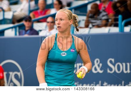 Mason Ohio - August 16 2016: Kiki Bertens in a match at the Western and Southern Open in Mason Ohio on August 16 2016.