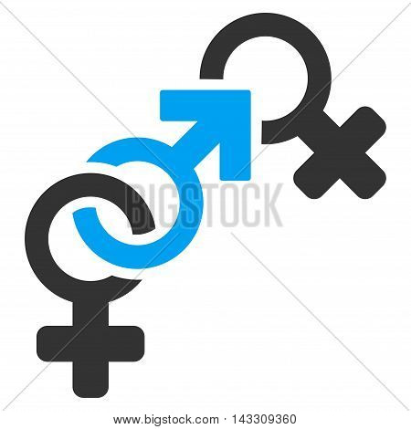 Faith Breach icon. Vector style is bicolor flat iconic symbol with rounded angles, blue and gray colors, white background.